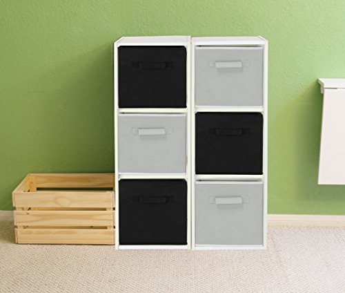 SimpleHouseware Storage Bin Cube Foldable Organizer, Grey - Pack of 6