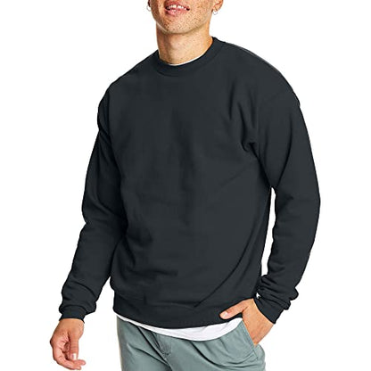 Hanes Men's Sweatshirt, EcoSmart Fleece Crewneck Sweatshirt, Cotton-Blend Fleece Sweatshirt, Plush Fleece Pullover Sweatshirt, Black, Large