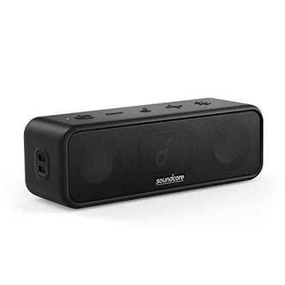 Soundcore 3 by Anker Soundcore, Bluetooth Speaker with Stereo Sound, 24H Playtime, IPX7 Waterproof, Pure Titanium Diaphragm Drivers, PartyCast, BassUp, App, Custom EQ, for Home, Outdoor, and Beach