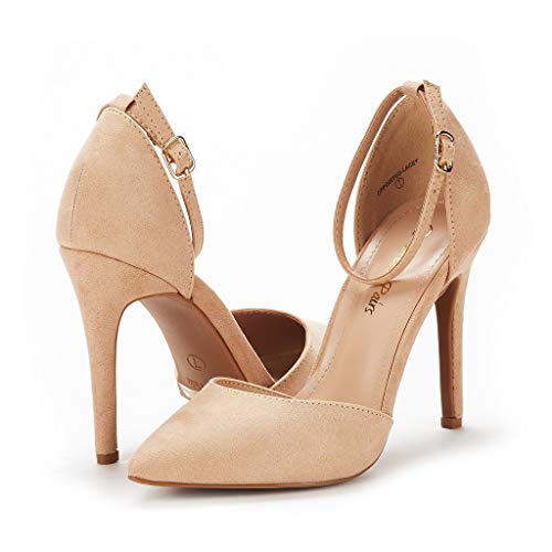 DREAM PAIRS Women's Silver Glitter High Heel Pointed Toe Stiletto Ankle Strap Dress Pumps Shoes Size 5 M US Hollyn-1