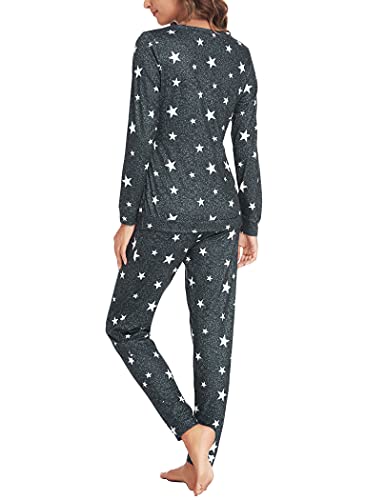 Ekouaer Maternity Clothes Winter Nursing PJS Thermal Underwear Set for Women Stirped Winter Warm Maternity & Nursing Pjs (Light Gray M)