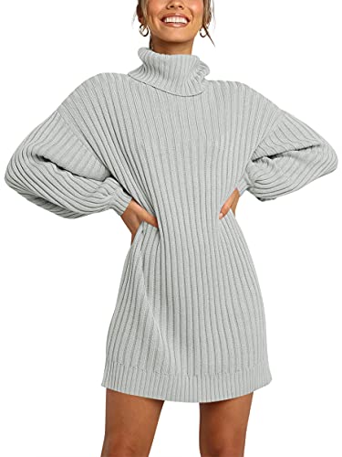 ANRABESS Women's Loose Baggy Turtleneck Batwing Sleeve Knit Fashion Long Pullover