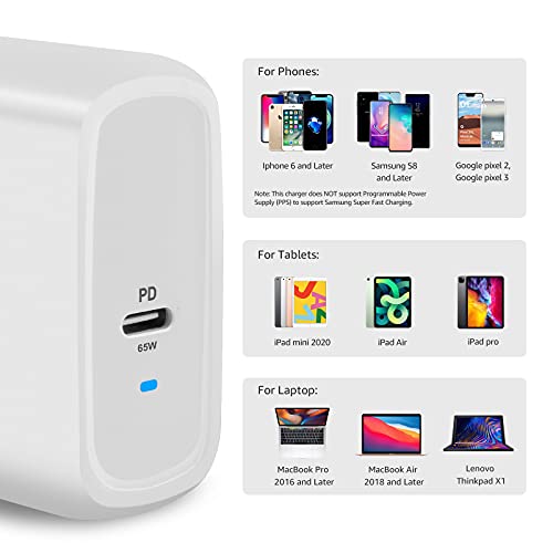 Amazon Basics 30W One-Port GaN USB-C Wall Charger with Power Delivery PD for Tablets & Phones (iPhone 14/13/12/11/X,iPad,Samsung)-White (non-PPS)