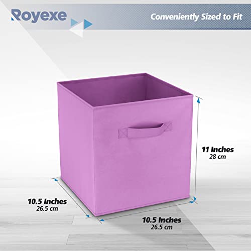 Storage Cubes - 11 Inch Cube Storage Bins (Set of 8). Fabric Cubby Organizer Baskets with Dual Handles | Foldable Closet Shelf Organization Boxes (White)