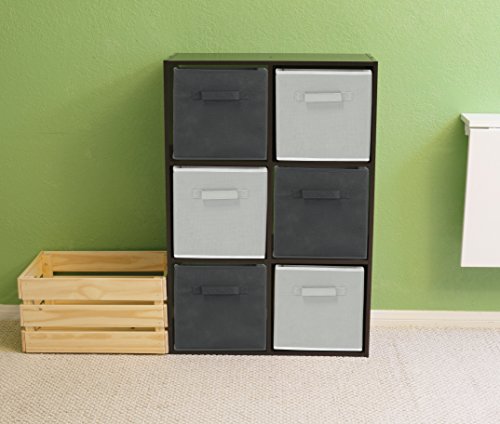 SimpleHouseware Storage Bin Cube Foldable Organizer, Grey - Pack of 6