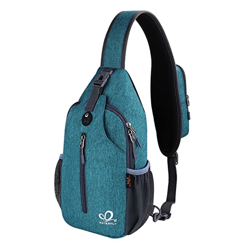 WATERFLY Sling Bag Sling Backpack Crossbody Bag Hiking Daypack for Men Women (Black Color)