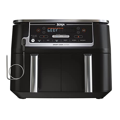 Ninja Foodi 6-in-1 8-qt. (7.6L) 2-Basket Air Fryer DualZone Technology, Match Cook & Smart Finish to Roast, Broil, Dehydrate & More for Quick, Easy Meals, Slate Grey (DZ201C) Canadian Version