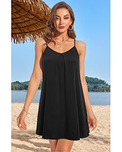 ULTRANICE Women's Summer Casual Spaghetti Straps Floral Swing Beach Dresses Mini Sun Dress