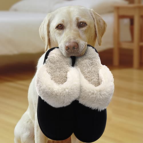 Litfun Women's Fuzzy Memory Foam Slippers Fluffy Winter House Shoes Indoor and Outdoor, Brown 7-7.5