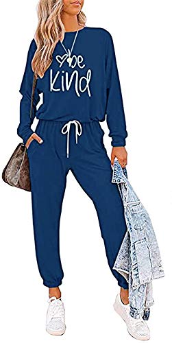 PRETTYGARDEN Women's 2023 Fall Two Piece Outfit Long Sleeve Crewneck Pullover Tops And Long Pants Tracksuit (Black,X-Large)