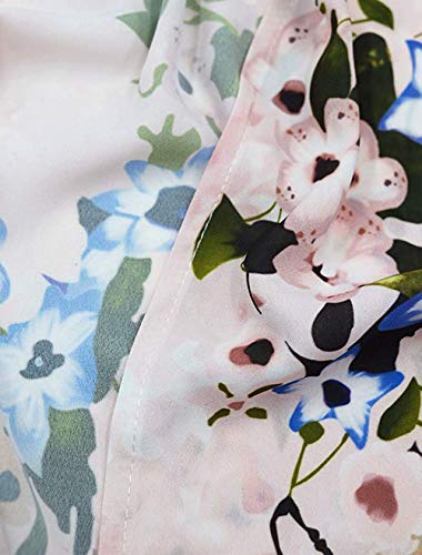 Naivikid Women's Summer Floral Print Kimonos Loose Half Sleeve Chiffon Cardigan Blouses Casual Cover Up Tibetan Blue Flower XXL