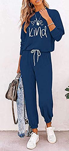 PRETTYGARDEN Women's 2023 Fall Two Piece Outfit Long Sleeve Crewneck Pullover Tops And Long Pants Tracksuit (Black,X-Large)