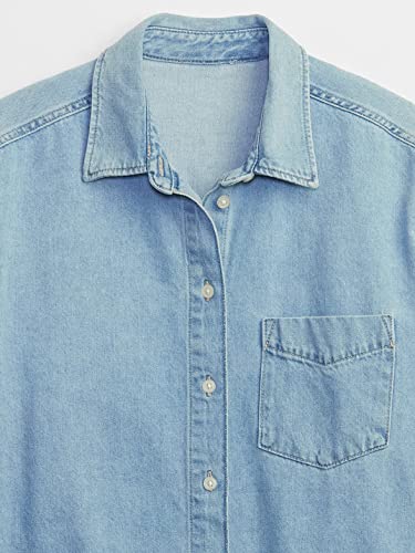 Gap Women's Big Shirt, Black Plaid, X-Large