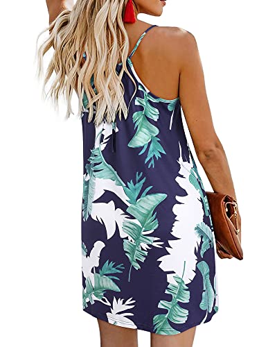 ULTRANICE Women's Summer Casual Spaghetti Straps Floral Swing Beach Dresses Mini Sun Dress