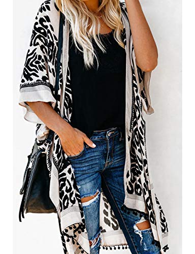 Bsubseach Pom Pom Kimono Cover Up for Bathing Suit Women Half Sleeve Cardigan Summer Bikini Beachwear Black