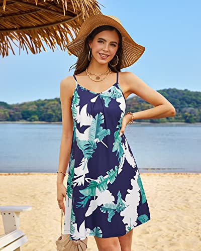 ULTRANICE Women's Summer Casual Spaghetti Straps Floral Swing Beach Dresses Mini Sun Dress