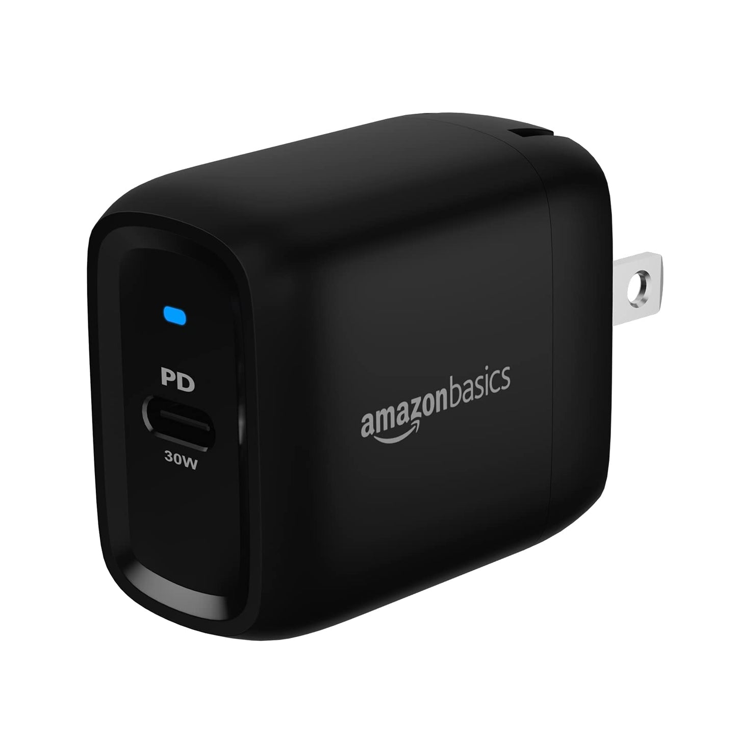 Amazon Basics 30W One-Port GaN USB-C Wall Charger with Power Delivery PD for Tablets & Phones (iPhone 14/13/12/11/X,iPad,Samsung)-White (non-PPS)