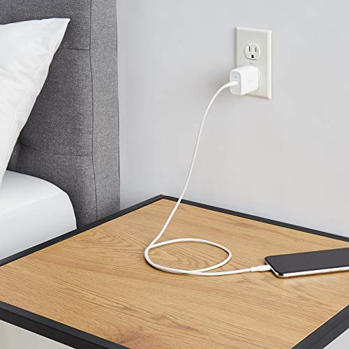 Amazon Basics 30W One-Port GaN USB-C Wall Charger with Power Delivery PD for Tablets & Phones (iPhone 14/13/12/11/X,iPad,Samsung)-White (non-PPS)