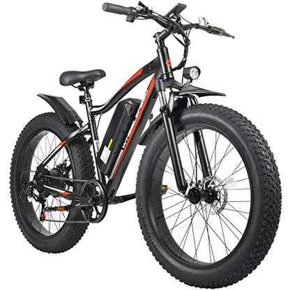 Wheelspeed Electric Bike 26" X 4.0", 500W Motor & 32km/h Fat Tire Electric Mountain Bike for Adults, 112km Range Electric Bicycle with Removable Battery, Shimano 7-Speed Gear Snow Beach E-bike (26" Electric Bike Fat Tires Black)