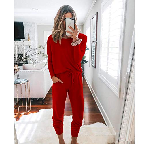 PRETTYGARDEN Women's 2023 Fall Two Piece Outfit Long Sleeve Crewneck Pullover Tops And Long Pants Tracksuit (Black,X-Large)