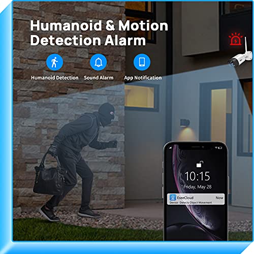 Hiseeu 2K,Two Way Audio Wireless Security Camera System,1TB Hard Drive,4Pcs 3MP Cameras 10Channel NVR,Mobile&PC Remote,Outdoor IP66 Waterproof,Night Vision,Motion Alert,Plug&Play,7/24/Motion Record