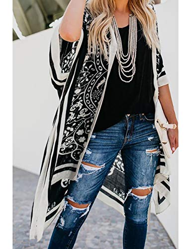 Bsubseach Pom Pom Kimono Cover Up for Bathing Suit Women Half Sleeve Cardigan Summer Bikini Beachwear Black