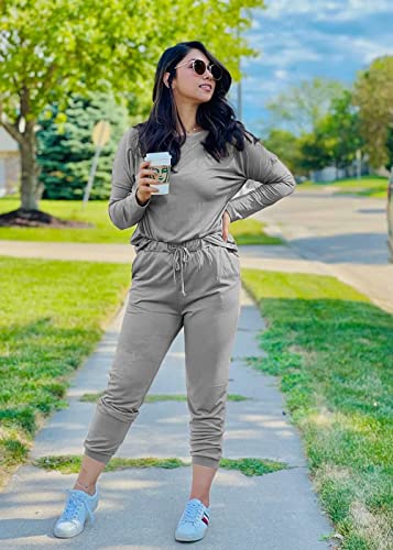 PRETTYGARDEN Women's 2023 Fall Two Piece Outfit Long Sleeve Crewneck Pullover Tops And Long Pants Tracksuit (Black,X-Large)