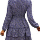 ADEWEL Women's Long Sleeve Mock Neck Ruffle Mini Dress