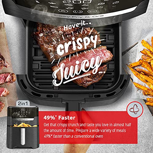 T-Fal Air Fryer, Friteuse, Easy Fry, Low Oil, Patented Basket System, 4.4Qt / 4.2L, EY201850, Black