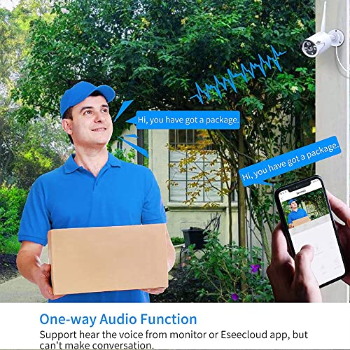 Hiseeu 2K,Two Way Audio Wireless Security Camera System,1TB Hard Drive,4Pcs 3MP Cameras 10Channel NVR,Mobile&PC Remote,Outdoor IP66 Waterproof,Night Vision,Motion Alert,Plug&Play,7/24/Motion Record