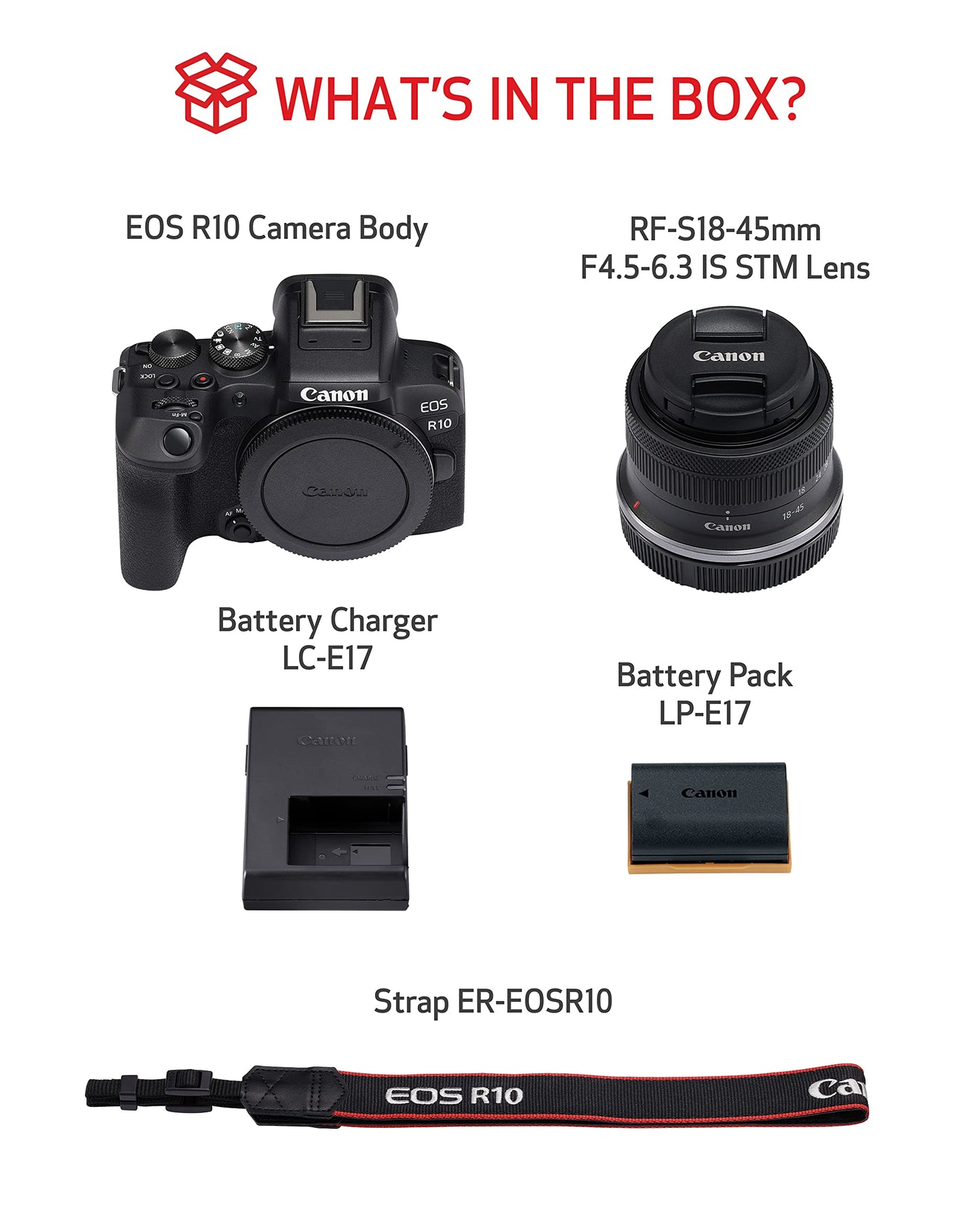 Canon EOS R10 RF-S18-45mm F4.5-6.3 is STM Lens Kit, Mirrorless Vlogging Camera, 24.2 MP, 4K Video, DIGIC X Image Processor, High-Speed Shooting, Subject Tracking, Compact, for Content Creators