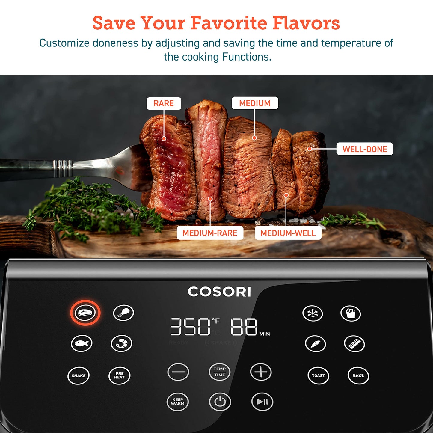 COSORI Air Fryer 5Qt(4.7L), 9-In-1 Less Oil Airfryer Oven, UP to 450℉, Quiet Operation, 30 Exclusive Recipes, Nonstick Basket, Compact, Dishwasher Safe