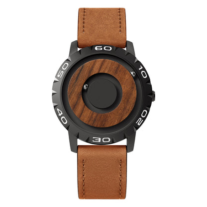 Eutour Original Iron Ball Magnetic Pointer Concept Quartz Unusual Men's Watch Fashion Rubber Strap