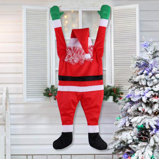 Santa Claus Climbs The Wall To Decorate Clothes Ornaments Gifts Christmas Decoration